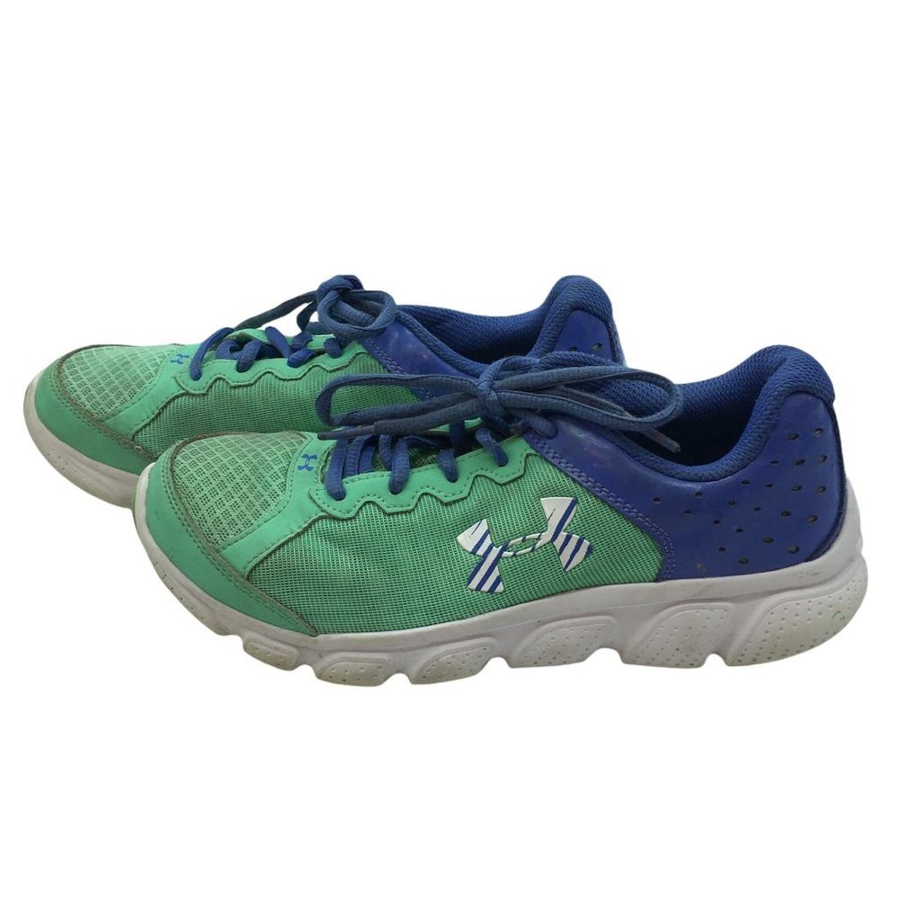 Under Armour sneakers running Girls Kids green blue Size 4.5